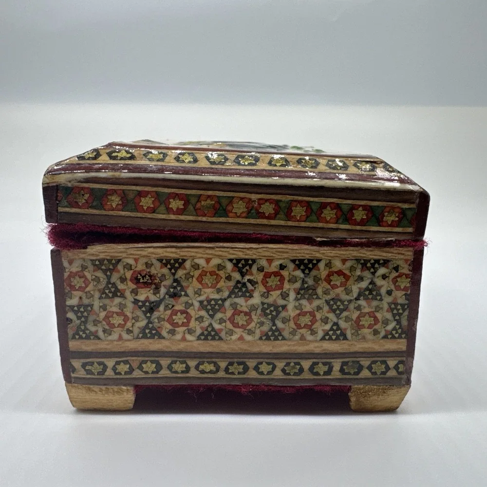 Persian Khatam Wooden Trinket Box  Hand Made-Damaged